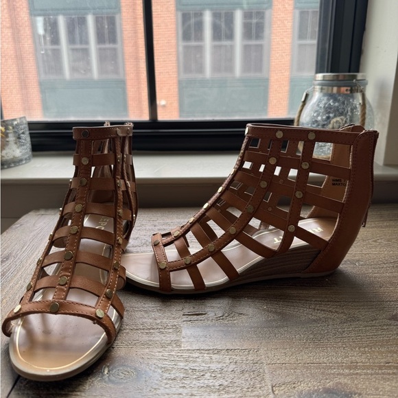 Tan Studded Gladiator Sandals - Picture 3 of 13